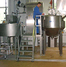 Produktionsanlage für Soßen mit Dispergierer und Anker-Rührwerk